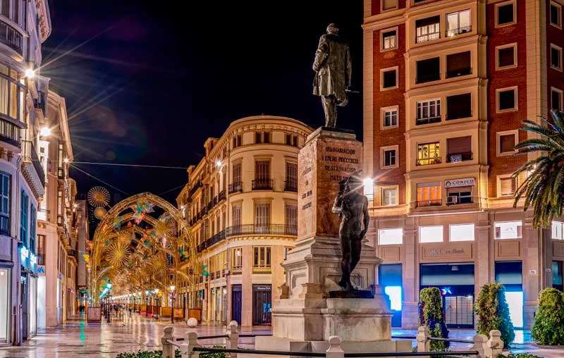 Marques de Larios Street Free night tour of Malaga